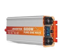 Convertisseur Pur Sinus Onduleur Sinusoïdal Pur 24 V 3000 W 4000 W 5000 W 6000 W Convertisseur DC 12 V vers AC 220 V Double Écran LCD 50 Hz Voiture Onduleur(EU-6000W-12V-220V)