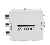 Convertisseur RCA/AV/CVSB vers RF 67,25 MHz, 61,25 MHz Mini Convertisseur Audio-vidéo Système DVI TV, VHS, Magnétoscope, Enregistreur DVD Adaptateur Vidéo avec Câble USB (Blanc)
