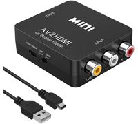 Convertisseur Rca Vers Hdmi 1080P Rca Composite Cvbs Av Vers Hdmi Video Audio Converter Adaptateur Pour Ps2 Wii Xbox Snes Vhs Vcr Camera Dvd, Compatible Pal/Ntsc Avec Câble D'Alimentation Usb