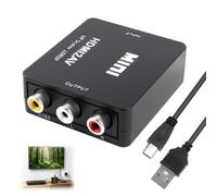 Convertisseur RCA vers HDMI, Adaptateur AV Composite Vidéo/Audio vers HDMI 1080P, Plug & Play avec Câble USB, Compatible PAL/NTSC/SECAM pour PS1/PS2/Wii/N64/VHS/DVD, Connecteur RCA à TV/Montiteur HDMI