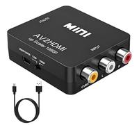Convertisseur RCA vers HDMI, Adaptateur AV vers HDMI, Convertisseurs Vidéo Audio Composite RCA 1080P CVBS avec Câble D'alimentation USB pour Caméra PS2 SNES VHS Xbox PS4 TV DVD Wii Supportant PAL NTSC