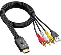 Convertisseur Rca Vers Hdmi Av Vers Hdmi 720P / 1080P Câble Rca Mâle Prise Mâle Mini Adaptateur Composite Cvbs Av Conversion 16:9/4:3 Pal/Ntsc Pour Magnétoscope Vhs Lecteur Dvd