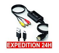 Convertisseur RCA vers HDMI avec Câbles HDMI, Adaptateur AV vers HDMI Full HD 720P/1080P Vidéo Audio Convertisseur