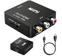 Convertisseur RCA vers HDMI, Vidéo Audio Composite AV 1080P CVBS vers HDMI | Unidirectionnel RCA vers HDMI pour Caméra PS2 SNES VHS Xbox PS4 TV DVD Wii avec Câble d’Alimentation USB, Supportant PAL NTSC