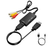 Convertisseur RCA vers HDTV, 1080P Composite CVBS AV vers HDTV Video Audio Adaptateur avec câble HDMI pour enregistreur vidéo SNES/ N64/ VHS/VCR, DVD, prend en charge PAL/NTSC (noir)