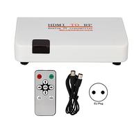 Convertisseur RF HDMI vers Coaxial, Signal Analogique HDMI vers Coaxial avec Télécommande, Prise en Charge 480I/480P/576I/576P/720P/720I/1080I/1080P (Prise UE)
