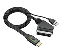 Convertisseur SCART vers HDMI LiNKFOR - Commutateur 4:3/16:9 - Câble Intégré 150cm - Compatible VCR/DVD pour Films Rétro