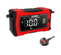 Convertisseur Tension Chargeur Batterie Voiture 10 A/20 A 12 V 24 V Entièrement Automatique pour Réparation par Impulsions pour Batterie Plomb-Acide Et Lithium Lifepo4 AGM(10A Red-UK Plug)
