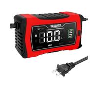 Convertisseur Tension Chargeur Batterie Voiture 10 A/20 A 12 V 24 V Entièrement Automatique pour Réparation par Impulsions pour Batterie Plomb-Acide Et Lithium Lifepo4 AGM(10A Red -US Plug)