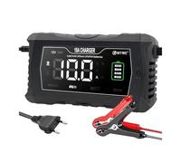 Convertisseur Tension Chargeur Batterie Voiture 10 A/20 A 12 V 24 V Entièrement Automatique pour Réparation par Impulsions pour Batterie Plomb-Acide Et Lithium Lifepo4 AGM(10A Black-EU Plug)