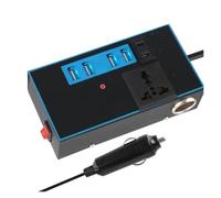 Convertisseur Tension Convertisseur Voiture DC 12 V/24 V vers AC 110 V/220 V Chargeurs USB/PD/Type-C 200 W 8 Ports Interrupteur Marche/arrêt Adaptateur Secteur QC 3.0(Metal A)