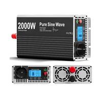 Convertisseur Tension Onduleur Sinusoïdal Pur 3000 W DC 12 V vers AC 220 V 230 V Convertisseur avec Écran LCD Télécommande 1 Prise Secteur Et 1 Port USB pour Voiture(24V,2000W)