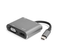 Convertisseur Thunderbolt 3 USB Type C vers HDMI/VGA, adaptateur AV numérique multifonction pour affichage 4K UHD et sortie Full HD avec charge