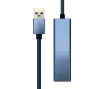 Convertisseur USB 3.0 vers Ethernet avec 3 Ports USB 3.0, Couleur Gris, matériau Durable, léger et Compact. Conçu pour connecter des appareils et étendre Les fonctionnalités. #