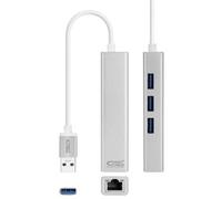 Convertisseur USB 3.0 vers RJ45 Ethernet Gigabit + 3 Ports USB 3.0. Idéal pour étendre Votre Connexion, avec Un Design élégant en Couleur Argent et 15 cm de Long. Connectez-Vous à Haute Vitesse.