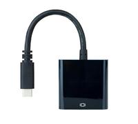 Convertisseur USB-C/M vers VGA/H Noir de 10 cm, Compatible avec des résolutions jusqu'à 1080p. Conçu pour connecter des appareils à des écrans externes.