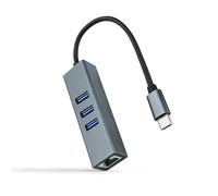 Convertisseur USB-C vers Ethernet Gigabit + 3 Ports USB 3.0, 15 cm, idéal pour l'extension de la connectivité sur Les appareils Portables.
