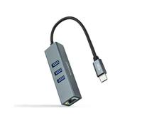 Convertisseur USB C vers Ethernet Gigabit avec 3 Ports USB 3.0, Longueur 15 cm, Finition Grise pour connexions Rapides et sécurisées
