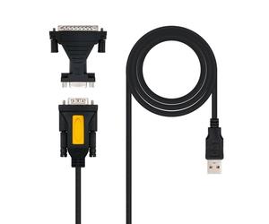 Convertisseur USB pour imprimante série, type A/M-Rs232 Db9/M Db25/M, noir, 1,8 M