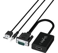 Convertisseur Vga Vers Hdmi. Adaptateur Vga Vers Hdmi Pour Pc. Hdmi Femelle Vers Vga Mâle 1080P Avec Audio Compatible Raspberry Pi, Netflix, Webtv, Msn Tv, Récepteur Tnt, Miracast[Video2478]