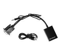 Convertisseur VGA vers HDMI Câble adaptateur numérique HD 1080P Vidéo Audio Ligne Signal analogique Noir G