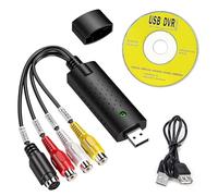 Convertisseur VHS Audio/Vidéo Grabber USB 2.0 vers numérique, Numérisation et Édition de Sources Analogiques comme DVD Via Connecteur RCA ou S-Vidéo, Compatible Windows et Mac, Aucune Alimentation