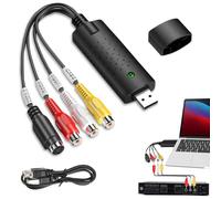 Convertisseur Vhs En Numérique, Usb 2.0 Video Audio Grabber Converter, Convertisseur Video Audio, Convertisseur Vhs Numérique Avec Adaptateur Pour Vhs/Vcr/Tv À Dvd Pourwindows11/10/8/7/Mac, Noir