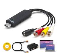 Convertisseur VHS vers Numérique, Convertisseur de Grabber vidéo Capture, RCA to USB 2.0 Video Capture Card, Support Windows 11/10/8 et Mac, Umérisez VCR DVD VHS Hi8 pour Stockage MP4/AVI