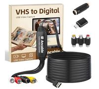 Convertisseur VHS vers numérique de 1,8 m, carte de capture vidéo pour Mac/Windows, préserve les vieux souvenirs de famille de VCR VHS Hi8 MiniDV, USB 2.0 RCA vers USB avec adaptateur S-vidéo et USB-C