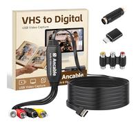 Convertisseur VHS vers numérique de 90 cm, carte de capture vidéo pour Mac/Windows, préserve les vieux souvenirs de famille de VCR VHS Hi8 MiniDV, USB 2.0 RCA vers USB avec adaptateur S-Video et USB-C
