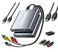Convertisseur VHS vers numérique USB Carte de capture vidéo avec boucle HDMI, RCA AV vers USB Capture pour VCR/DVD/Hi8/PS2/Wii, convertisseur analogique-numérique 1080p 30fps, enregistrement et