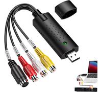 Convertisseur Vhs Vers Numérique, Video Grabber Usb 2.0, Carte De Capture Vidéo Audio Hi8 Vhs Vers Dvd Avec Connecteurs Rca/S-Video, Compatible Windows Xp/7/8/10 Et Mac Pour Cassette Vidéo, Pc, Dvd