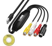 Convertisseur Video Audio Analogique Numérique USB Convertisseur VHS Numérique Transférer VHS Mini DV Hi8 DVD Magnétoscope, Caméscope sur PC, NTSC/PAL, avec entrées RCA et S-Vidéo