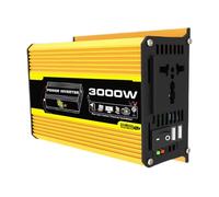 Convertisseur Voiture Convertisseur Puissance DC 12 V vers AC 110/220 V Double USB Onduleur Intelligent Véhicule 3000 W pour Camping-Car Et Caravane(12V to 220V Yellow)