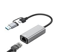 Convertisseurs Ethernet USB C/USB A à deux ports 1/2,5 Gbit/s RJ45 en alliage d'aluminium Plug and Play pour plusieurs appareils Adaptateur réseau USB portable