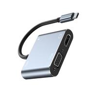 Convertisseurs USB C vers VGA en alliage d'aluminium avec charge rapide 4K 3 concentrateurs pour divers smartphones adaptateurs C en alliage d'aluminium