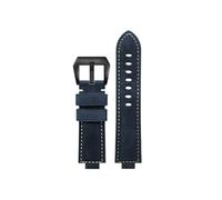 Convexe 24 * 14mm 24 * 16mm Compatible avec CASIO G-shock GST-B400/ GST-B200 en cuir de vachette bracelet de montre(Blue-black,14mm)