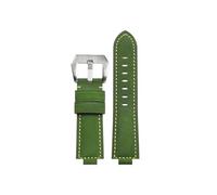 Convexe 24 * 14mm 24 * 16mm Compatible avec CASIO G-shock GST-B400/ GST-B200 en cuir de vachette bracelet de montre(Army Green-silver,16mm)