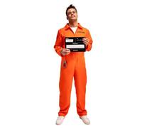 Convict Prisoner Overalls Boiler Suit Orange Mens Fancy Dress Costume Medium