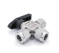 Convient pour 3/4/6/8/10/12-20 mm de diamètre extérieur, pièce en T avec raccord en L, robinet à boisseau à boisseau à bille de compression, acier inoxydable 304, 1 pièce (12,7 mm)