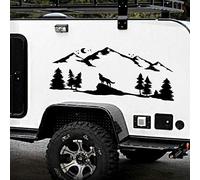 Convient pour Camping-Car Tout-Terrain appelé Loup Silhouette décoration de Voiture Montagne forêt forestière Dessin animé Clair de Lune Voiture Autocollant décalque Autocollant Mural