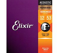 Convient pour Elixir Saiten Phosphor Bronze Akustik-Gitarrensaiten mit Nanoweb® Beschichtung, Light (.012-.053