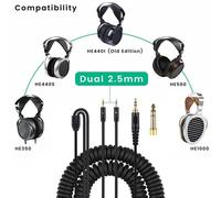Convient pour HIFIMAN HE400i he560 1000 câble de casque à ressort pour casque à double prise 2,5 mm