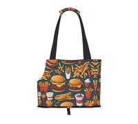 Convient pour les petits chiens et chats, beaucoup de nourriture savoureuse imprimé sac à bandoulière portable pour animaux de compagnie, shopping et voyage, sac double usage