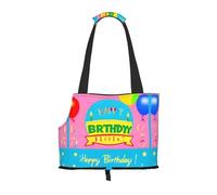 Convient pour les petits chiens et chats, sac à bandoulière portable imprimé ballon Happy Birthday pour animaux de compagnie, shopping et voyage, sac à double usage