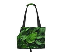 Convient pour les petits chiens et chats, sac à bandoulière portable imprimé feuille verte nature pour animaux de compagnie, shopping et voyage, sac à double usage