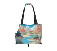 Convient pour les petits chiens et chats, sac à bandoulière portable imprimé Oasis in The Desert pour animaux de compagnie, shopping et voyage sac double usage