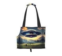 Convient pour les petits chiens et chats, sac de courses et de voyage, sac à bandoulière portable imprimé UFO Landing pour animal de compagnie