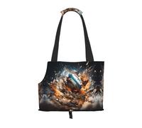 Convient pour les petits chiens et chats, shopping et voyage, sac à bandoulière portable imprimé rugby on fire,