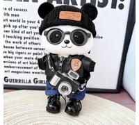 Convient pour les vêtements de poupée tendance de 17 cm, pantalons, chaussures, chapeaux et jupes (veste en cuir noir ours)